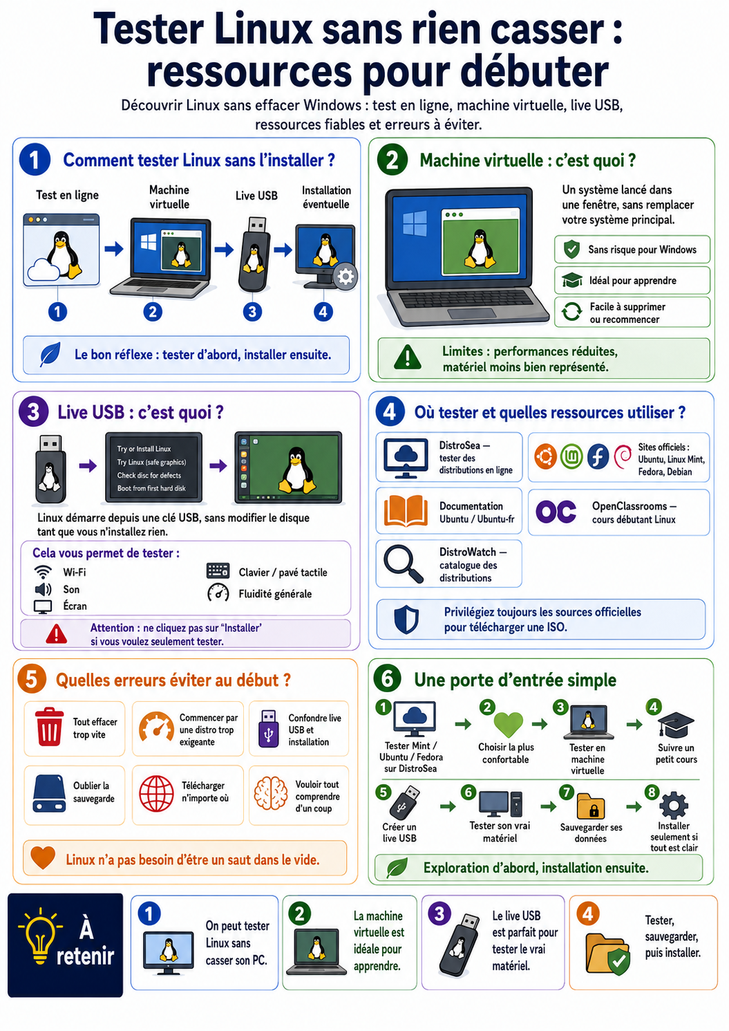 Illustration de Tester Linux sans rien casser : ressources pour débuter