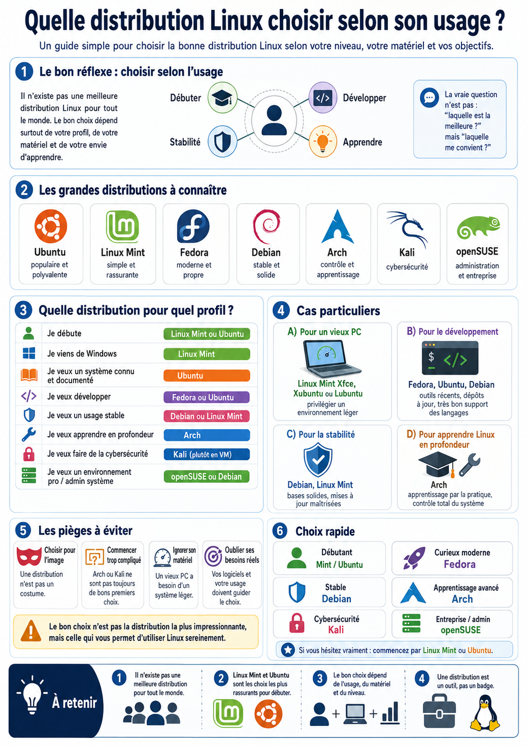 Illustration de Quelle distribution Linux choisir selon son usage ?