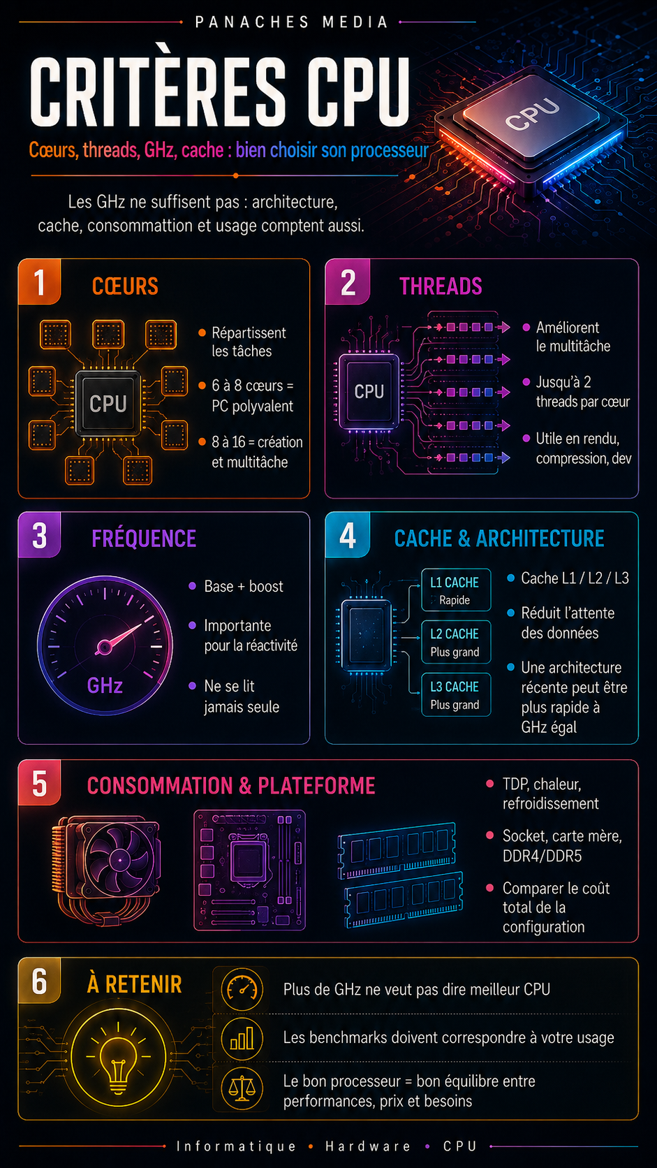 Illustration de Cœurs, threads, GHz, cache : les vrais critères pour choisir un processeur