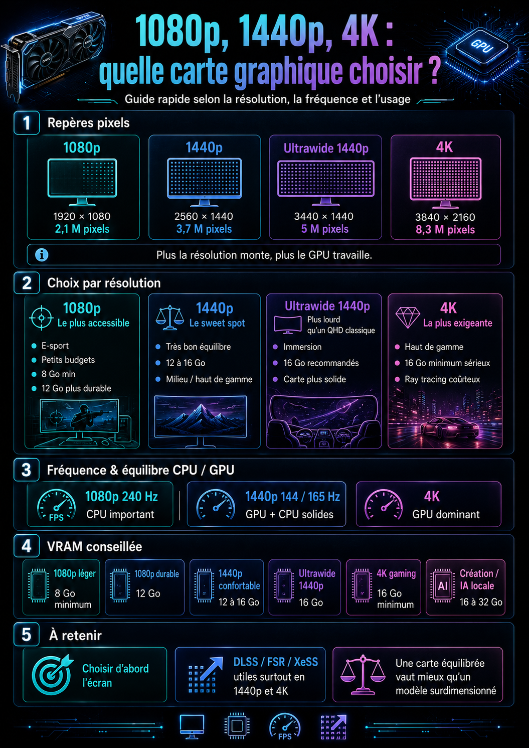 Illustration de 1080p, 1440p, 4K : quelle carte graphique choisir selon sa résolution ?