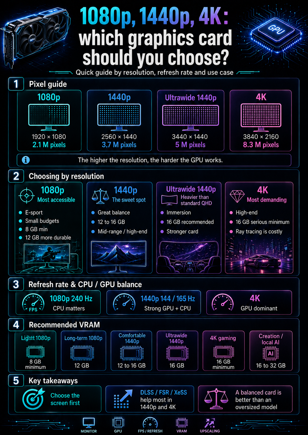 Illustration for 1080p, 1440p, 4K: Which Graphics Card Should You Choose for Your Resolution?