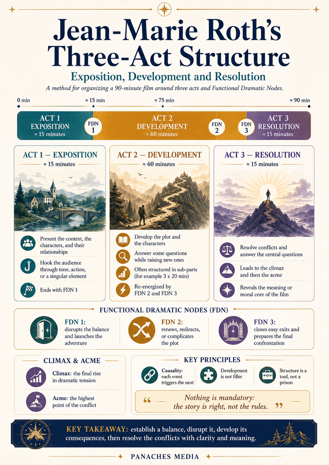 Illustration for Jean-Marie Roth’s Three-Act Structure: Exposition, Development, and Resolution