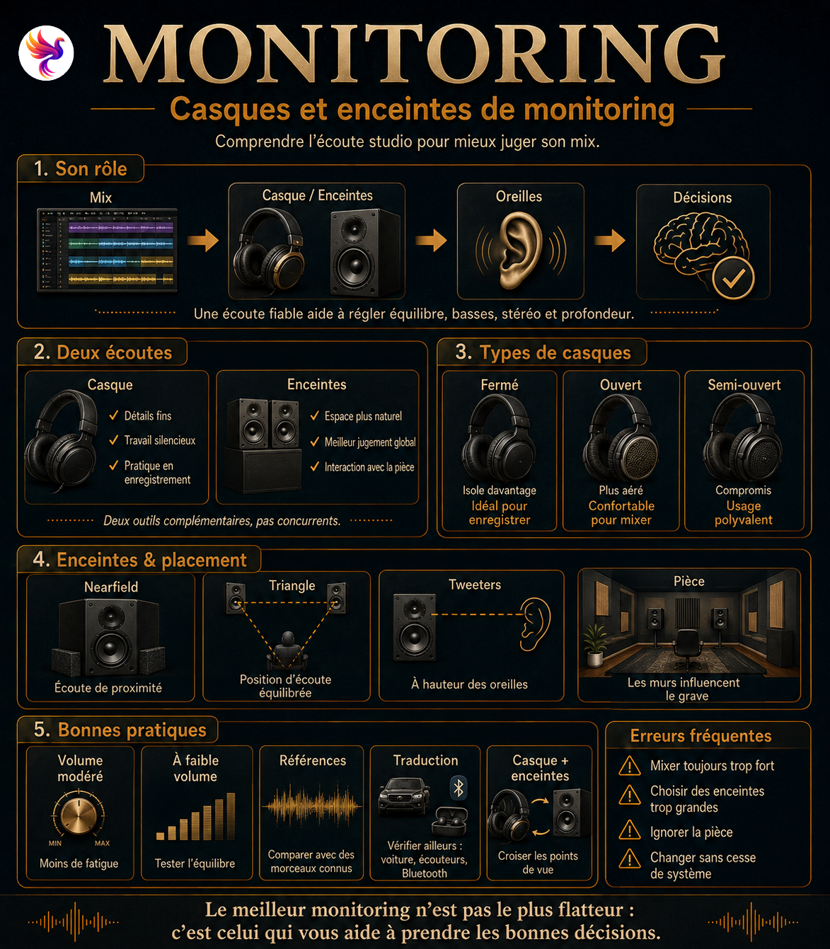 Illustration de Casques et enceintes de monitoring : bien écouter son mix