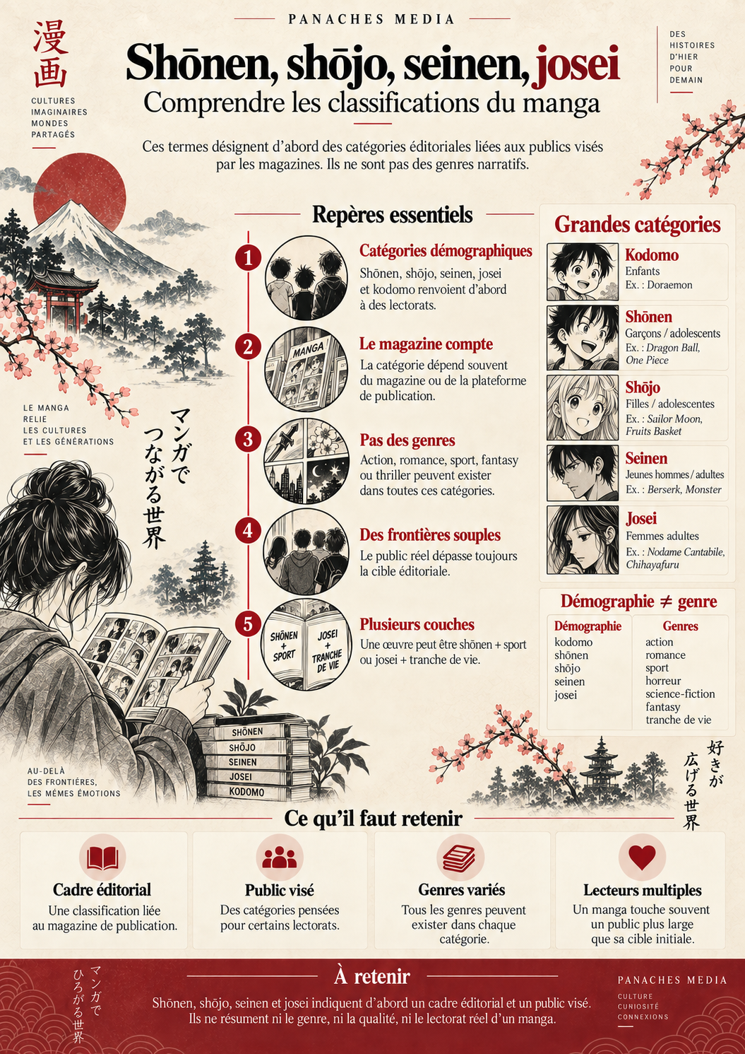 Illustration de Shōnen, shōjo, seinen, josei : comprendre les classifications du manga