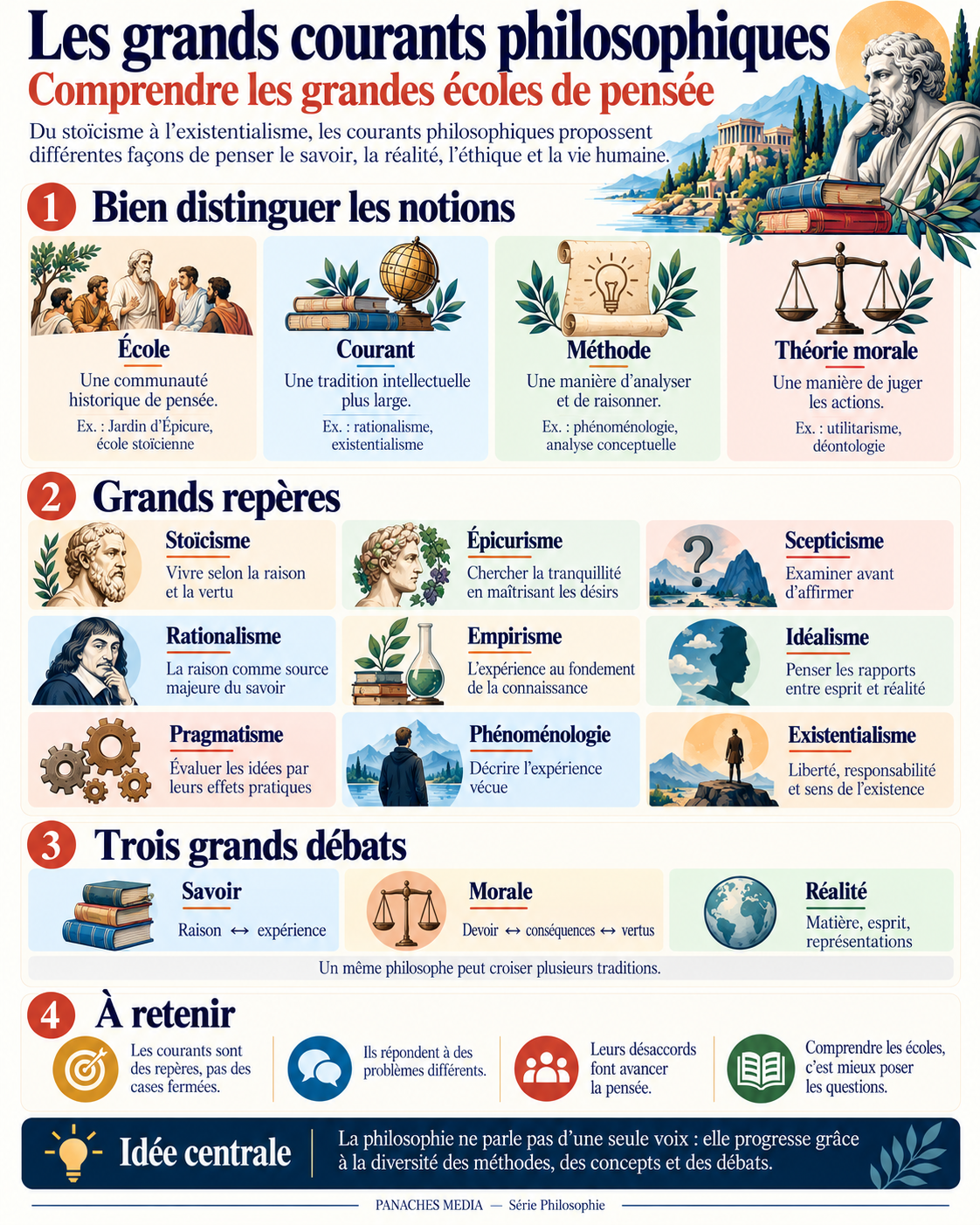 Illustration de Les grands courants philosophiques : comprendre les écoles de pensée