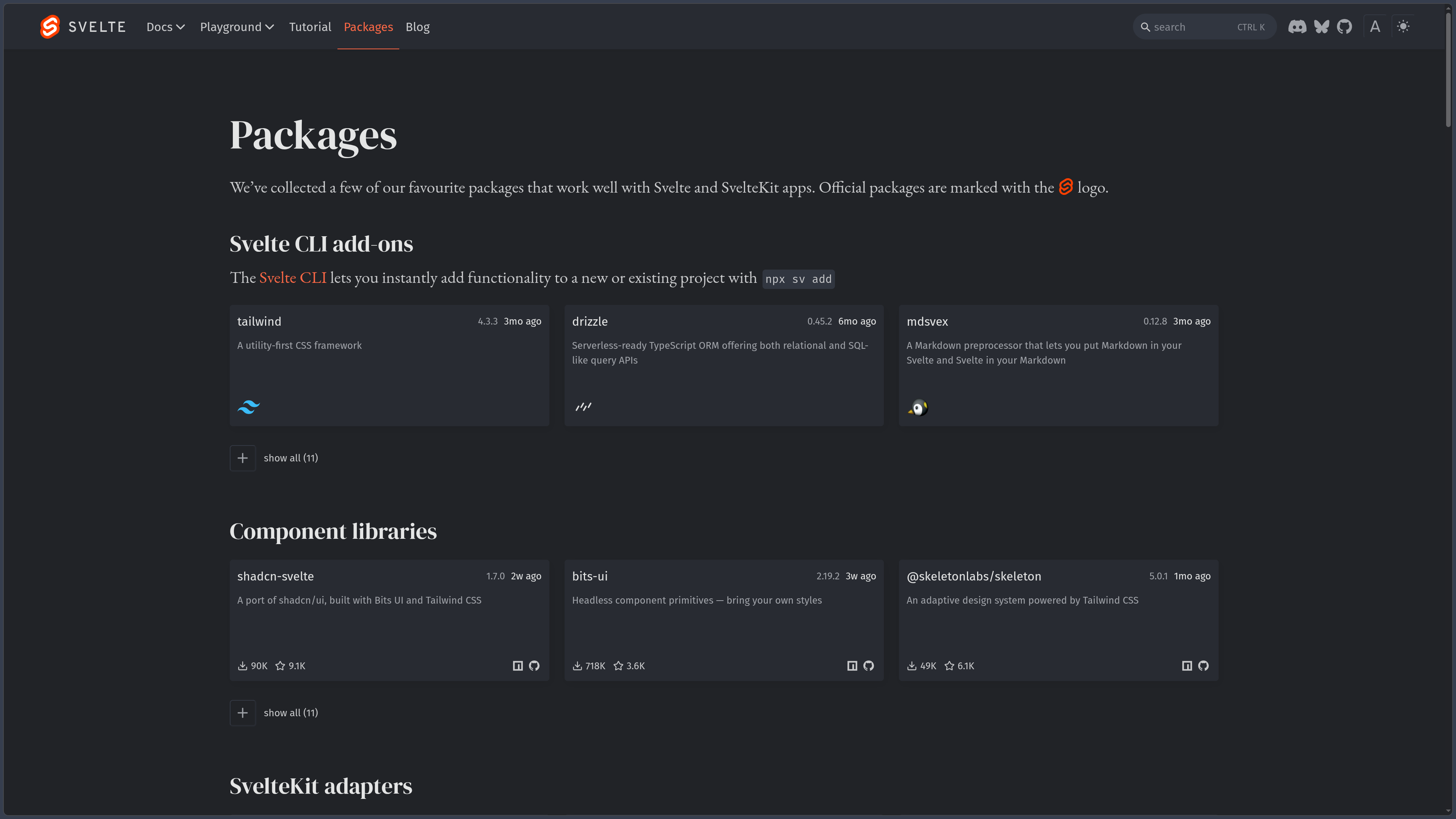 Svelte screenshot