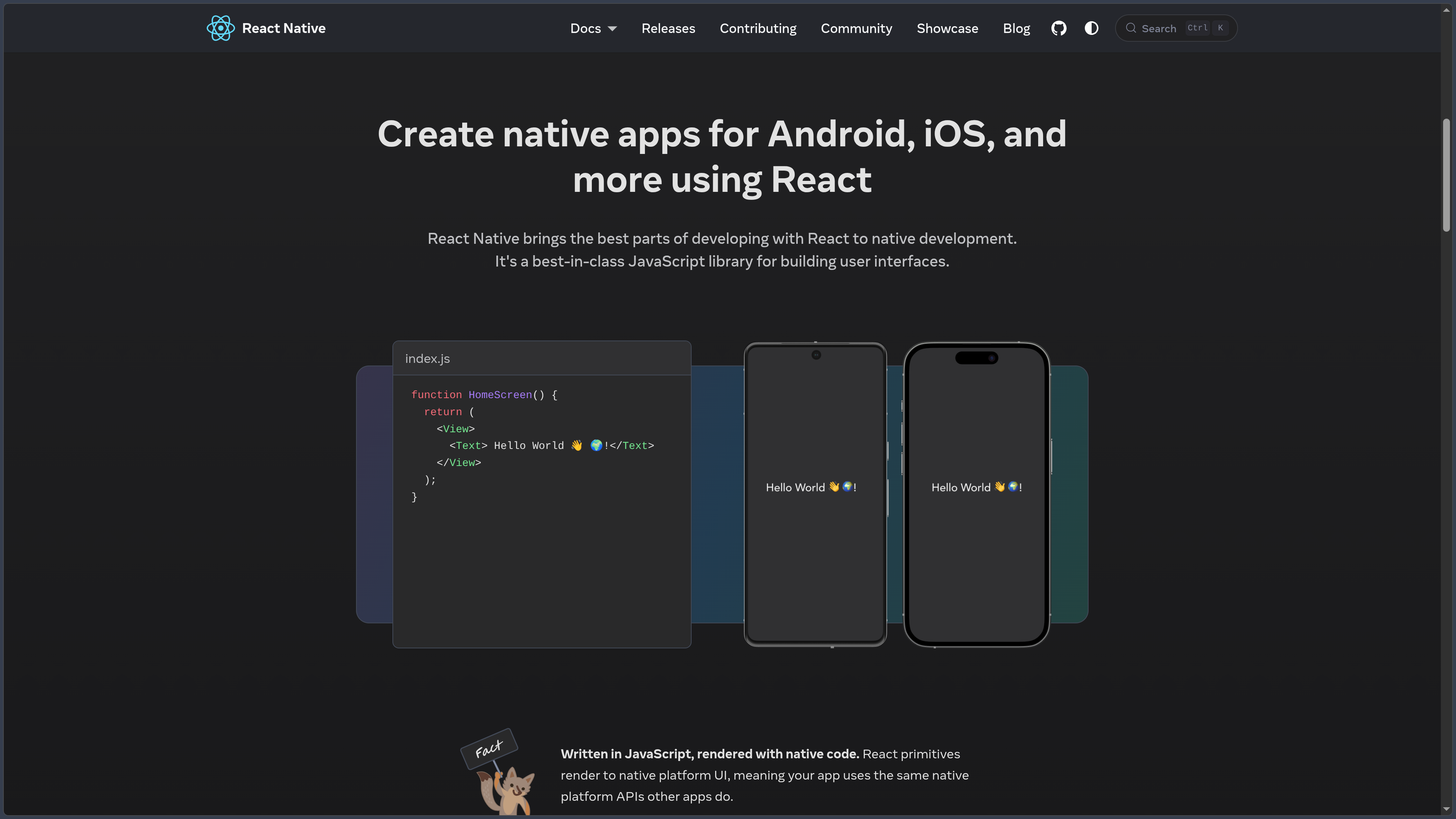React Native screenshot