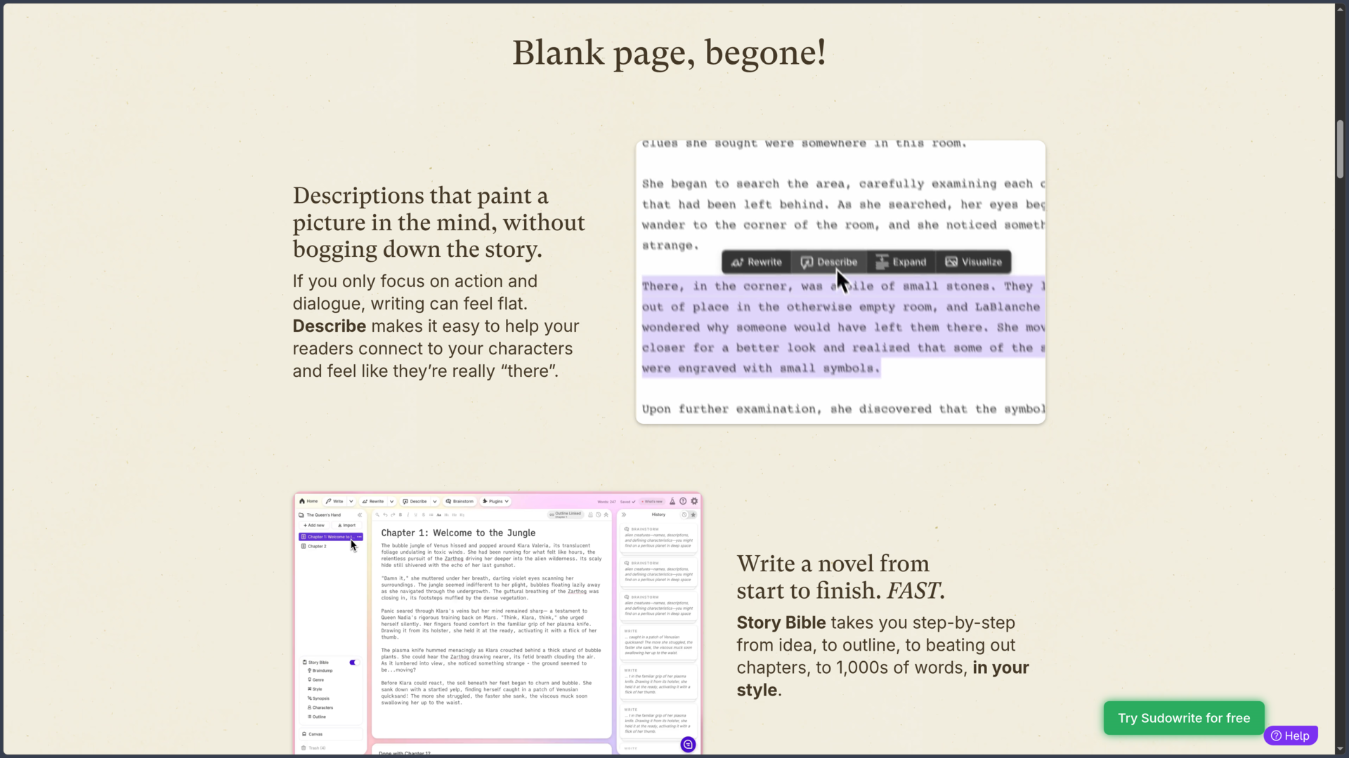Sudowrite screenshot