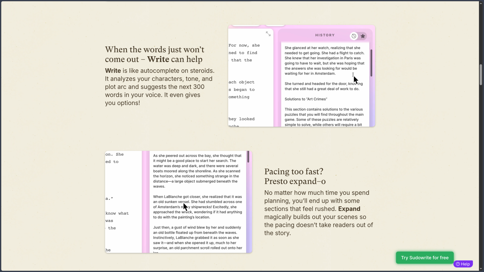 Sudowrite screenshot