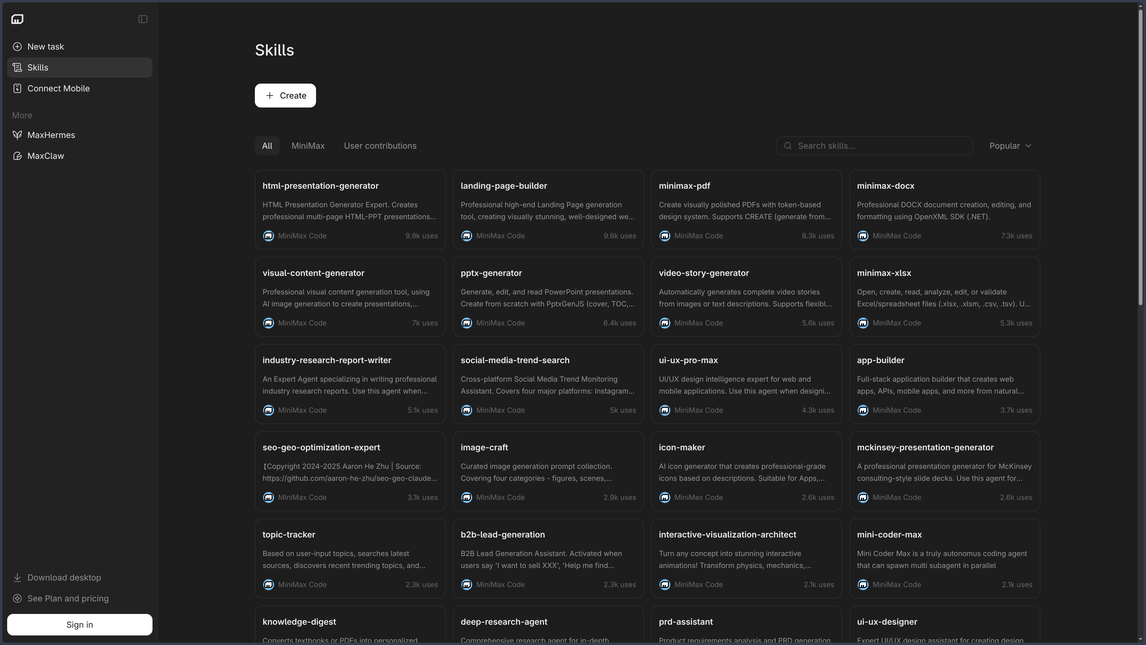 MiniMax screenshot