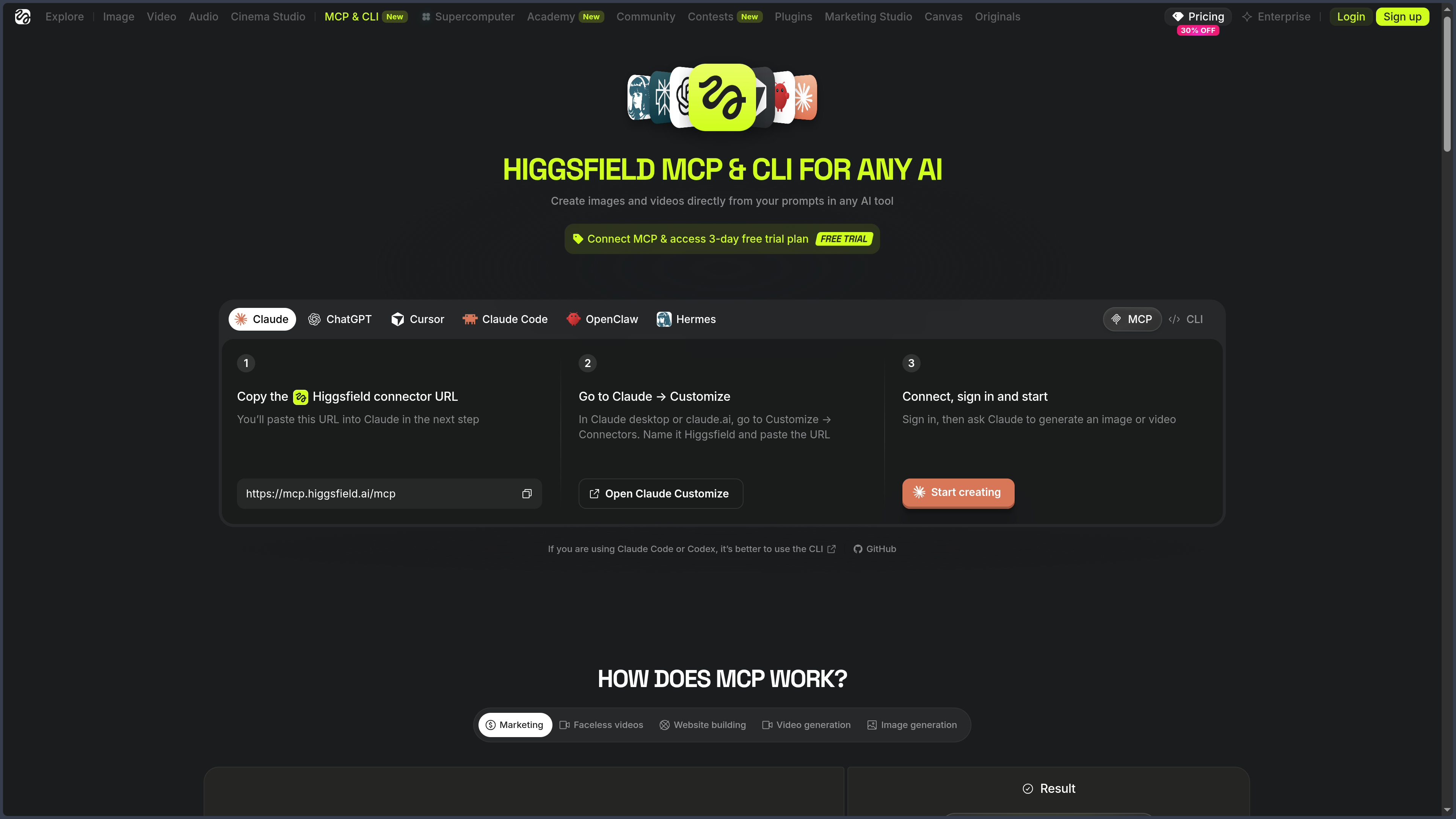 Higgsfield AI screenshot