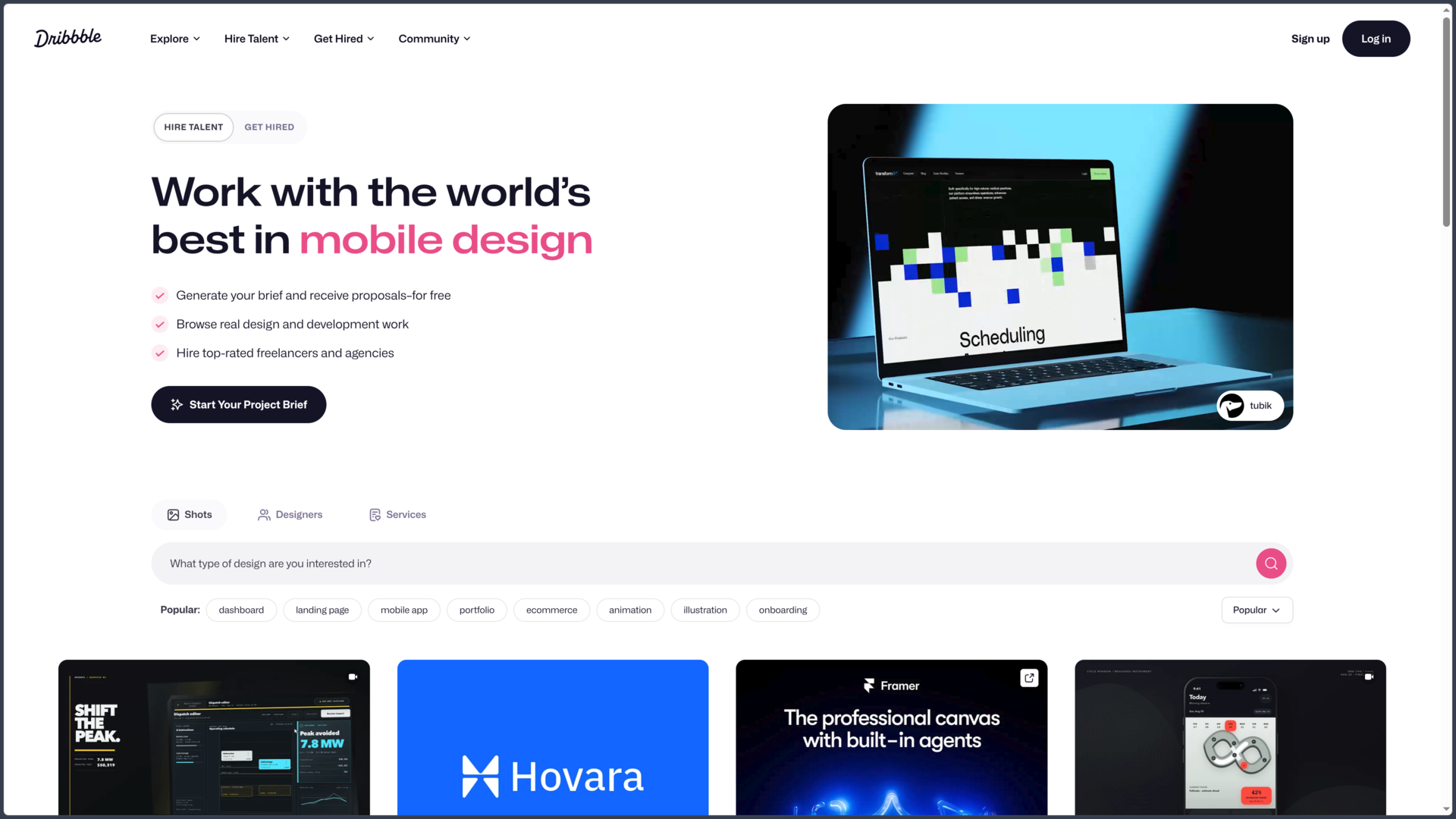 Dribbble screenshot