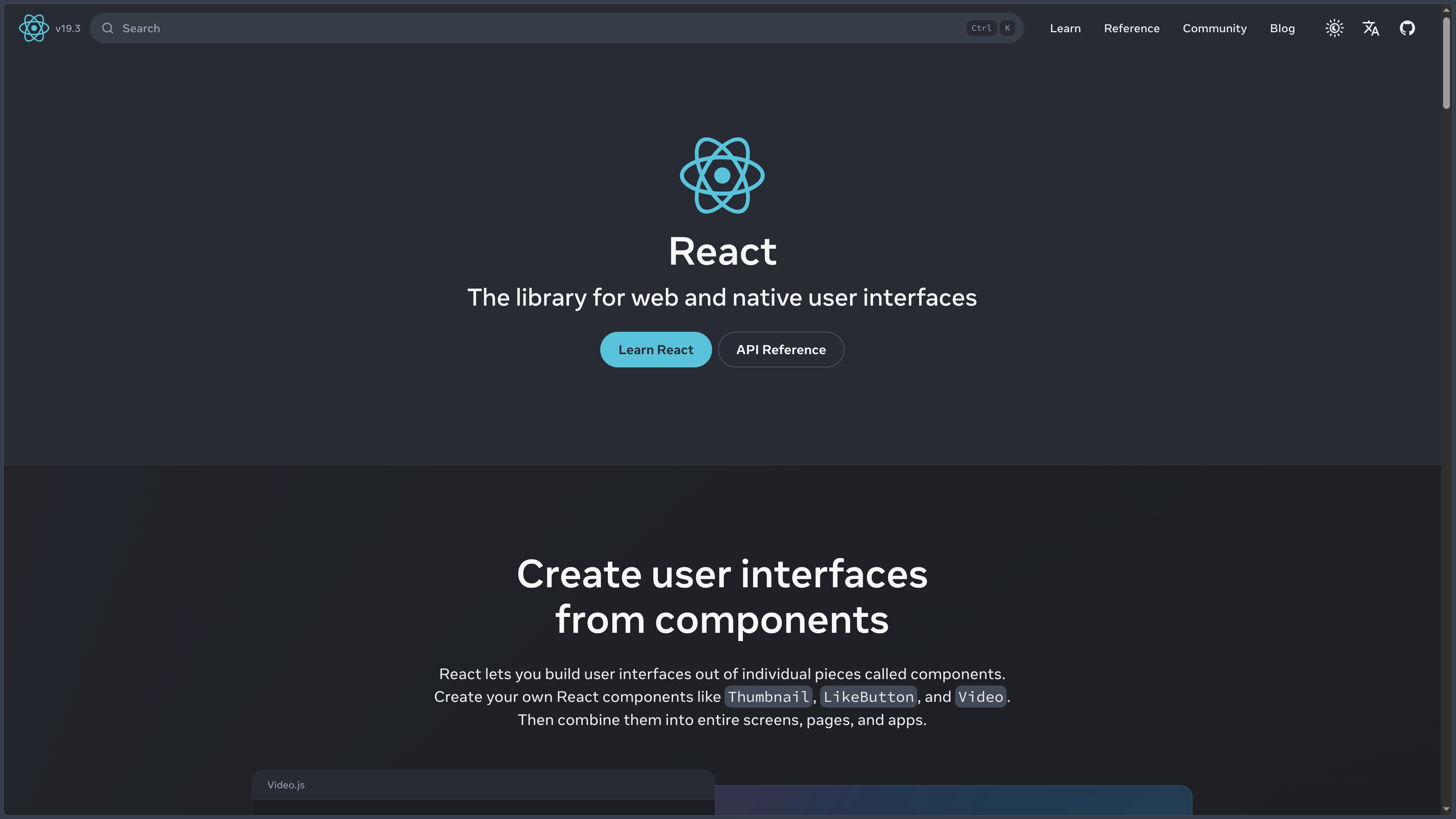 React screenshot