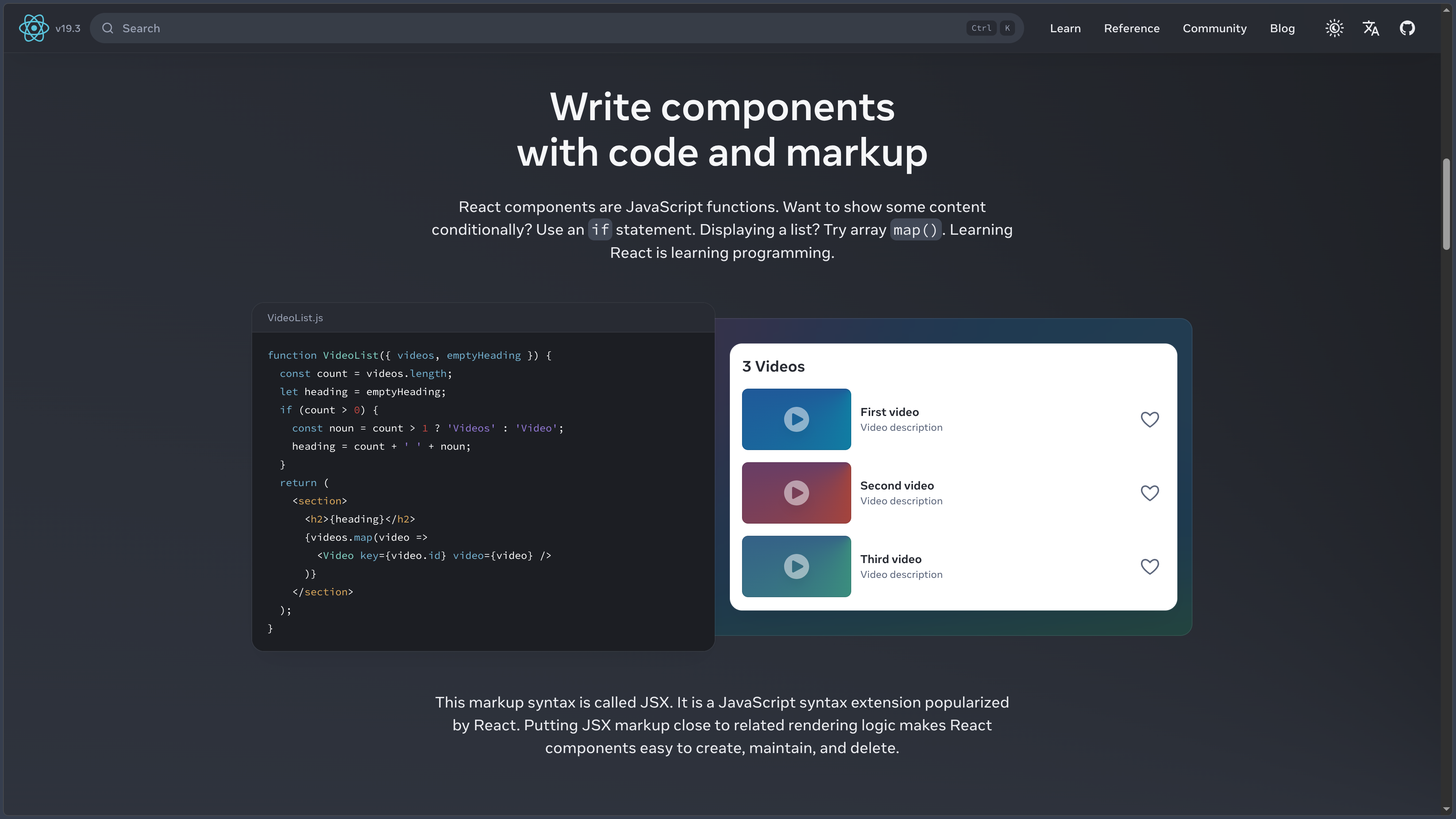 React screenshot
