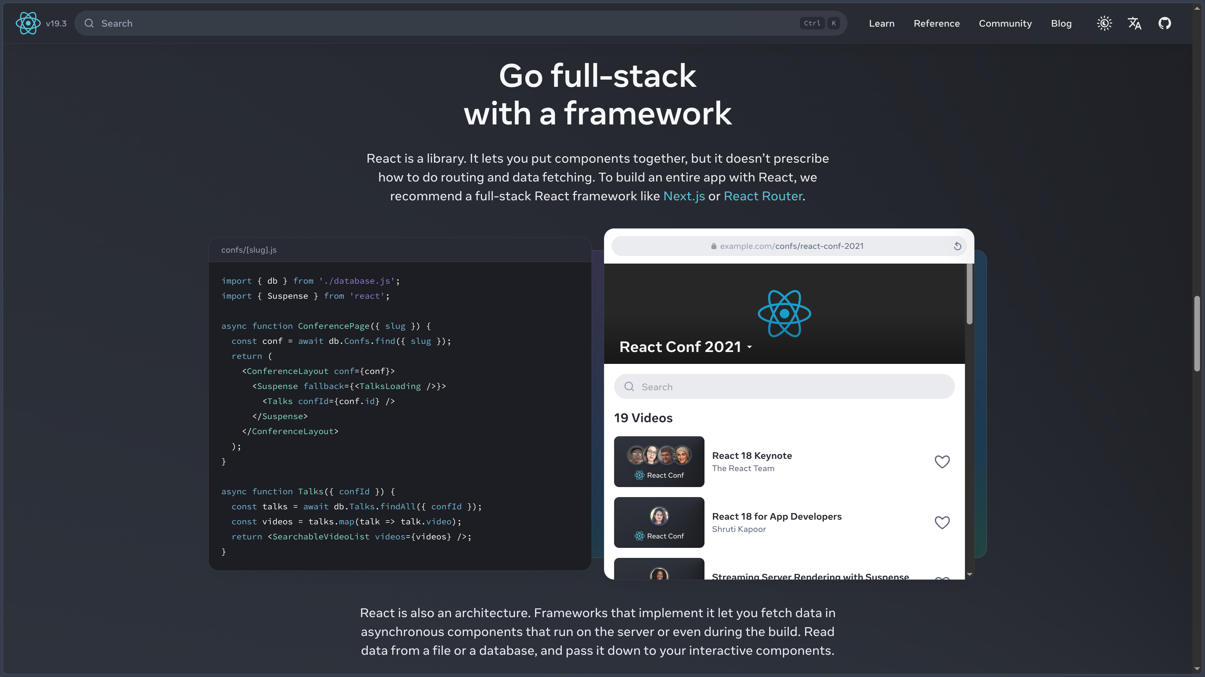 React screenshot